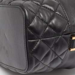 Pre Owned Versace Black Quilted Leather Medusa Drawstring Bucket Bag