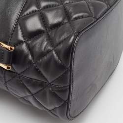 Pre Owned Versace Black Quilted Leather Medusa Drawstring Bucket Bag