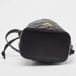Pre Owned Versace Black Quilted Leather Medusa Drawstring Bucket Bag