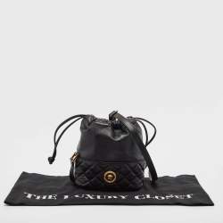 Pre Owned Versace Black Quilted Leather Medusa Drawstring Bucket Bag