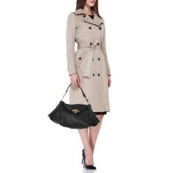 Pre Owned Versace Black Quilted Leather Embroidered Barocco Shoulder Bag