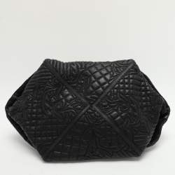Pre Owned Versace Black Quilted Leather Embroidered Barocco Shoulder Bag