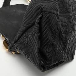 Pre Owned Versace Black Quilted Leather Embroidered Barocco Shoulder Bag