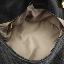 Pre Owned Versace Black Quilted Leather Embroidered Barocco Shoulder Bag