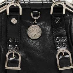 Versace Black Leather Chain Embellished Satchel