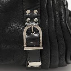 Versace Black Leather Chain Embellished Satchel