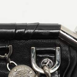 Versace Black Leather Chain Embellished Satchel