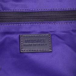 Versace Beige/Blue Medusa Canvas and Leather Drawstring Hobo