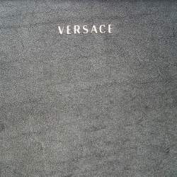 Versace Black Leather Applique Studded Flap Top Handle Bag