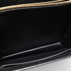Versace Black Leather Applique Studded Flap Top Handle Bag