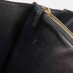 Versace Black Leather Applique Studded Flap Top Handle Bag