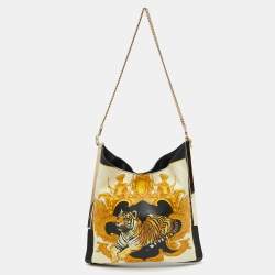 Versace Multicolor Leather Tiger Printed Medusa Shoulder Bag