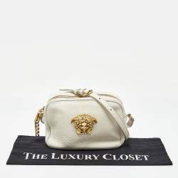 Versace White Leather Small Medusa Camera Bag