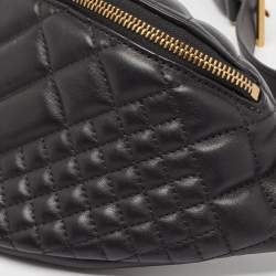Versace Black Quilted Leather Medusa Belt Bag
