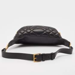 Versace Black Quilted Leather Medusa Belt Bag