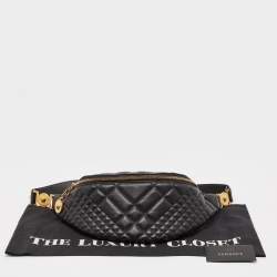Versace Black Quilted Leather Medusa Belt Bag
