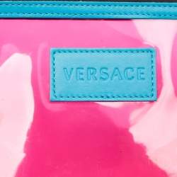 Pre Owned Versace Pink PVC and Leather 90s Logo Shopper Tote