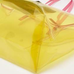 Versace Yellow PVC and Leather 90s Logo Shopper Tote
