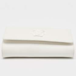 Versace White Leather Palazzo Medusa Chain Clutch