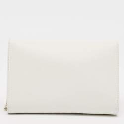 Versace White Leather Palazzo Medusa Chain Clutch