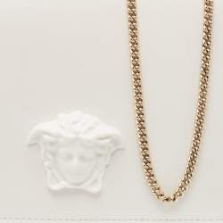 Versace White Leather Palazzo Medusa Chain Clutch