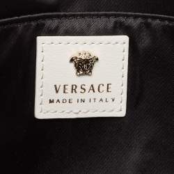 Versace White Leather Palazzo Medusa Chain Clutch