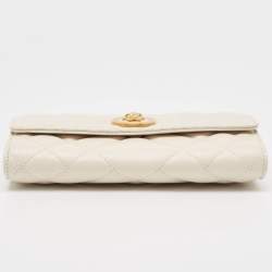 Versace Off White Quilted Leather La Medusa Chain Clutch