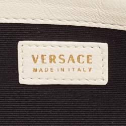 Versace Off White Quilted Leather La Medusa Chain Clutch