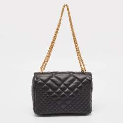 Versace Black Quilted Leather Icon Shoulder Bag