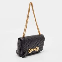 Versace Black Quilted Leather Icon Shoulder Bag