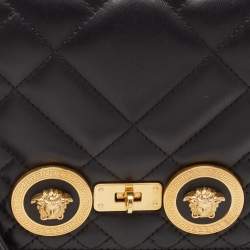 Versace Black Quilted Leather Icon Shoulder Bag