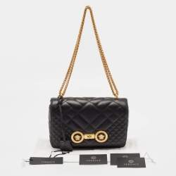 Versace Black Quilted Leather Icon Shoulder Bag