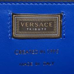 Versace Blue Leather Icon Top Handle Bag