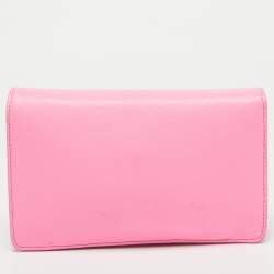 Pre Owned Versace Pink Leather Medusa Medusa Chain Clutch