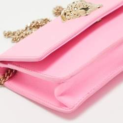 Pre Owned Versace Pink Leather Medusa Medusa Chain Clutch