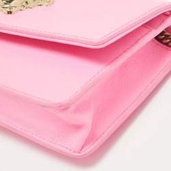 Pre Owned Versace Pink Leather Medusa Medusa Chain Clutch