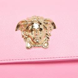 Pre Owned Versace Pink Leather Medusa Medusa Chain Clutch
