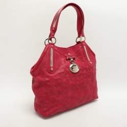 Versace Fuchsia Embossed Leather Icon Medusa Satchel