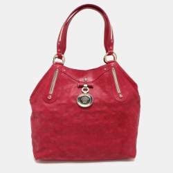 Versace Fuchsia Embossed Leather Icon Medusa Satchel