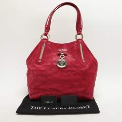 Versace Fuchsia Embossed Leather Icon Medusa Satchel