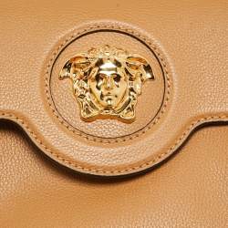 Versace Brown Leather Mini La Medusa Top Handle Bag