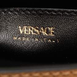 Versace Brown Leather Mini La Medusa Top Handle Bag