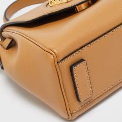 Versace Brown Leather Mini La Medusa Top Handle Bag