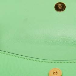 Pre Owned Versace Green Patent Leather Medusa Ring Handle Clutch