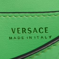 Pre Owned Versace Green Patent Leather Medusa Ring Handle Clutch