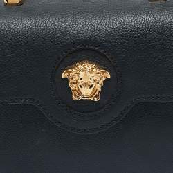 Versace Black Leather Mini La Medusa Top Handle Bag