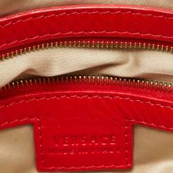 Pre Owned Versace Red Leather Medusa Lock Flap Shoulder Bag