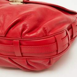 Pre Owned Versace Red Leather Medusa Lock Flap Shoulder Bag