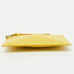 Versace Yellow Leather La Medusa Wristlet Zip Pouch