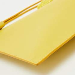 Versace Yellow Leather La Medusa Wristlet Zip Pouch